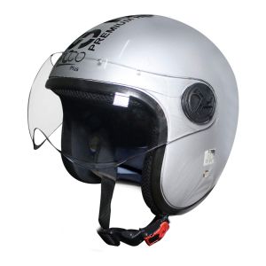 Habsolite HB-EPS02 Ecco Plus Open Face Helmet with Retractable Visor & Adjustable Strap for Men & Women Bike Motorcycle Scooty Riding (Silver, M)