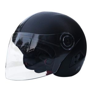 Habsolite HB-TPB01 Tecno Plus Open Face Helmet with Retractable Visor & Adjustable Strap for Men & Women Bike Motorcycle Scooty Riding (Black, M)
