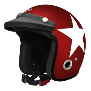 Habsolite HB-ESR Ecco Star Open Face Helmet with Detachable Cap & Adjustable Strap for Men & Women Bike Motorcycle Scooty Riding (Red, M)