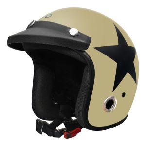 Habsolite HB-ESDS Ecco Star Open Face Helmet with Detachable Cap & Adjustable Strap for Men & Women Bike Motorcycle Scooty Riding (Desert Storm, M)