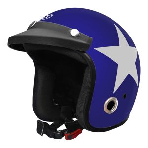 Habsolite HB-ESB Ecco Star Open Face Helmet with Detachable Cap & Adjustable Strap for Men & Women Bike Motorcycle Scooty Riding (Blue, M)