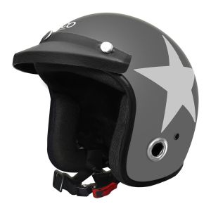 Habsolite HB-ESGB Ecco Star Open Face Helmet with Detachable Cap & Adjustable Strap for Men & Women Bike Motorcycle Scooty Riding (Grey and Black, M)