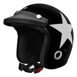 Habsolite HB-ESBG Ecco Star Open Face Helmet with Detachable Cap & Adjustable Strap for Men & Women Bike Motorcycle Scooty Riding (Black and Grey, M)