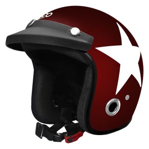 Habsolite HB-ESWM Ecco Star Open Face Helmet with Detachable Cap & Adjustable Strap for Men & Women Bike Motorcycle Scooty Riding (Wine Red and Grey, M)