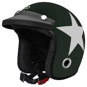 Habsolite HB-ESG Ecco Star Open Face Helmet with Detachable Cap & Adjustable Strap for Men & Women Bike Motorcycle Scooty Riding (Green, M)